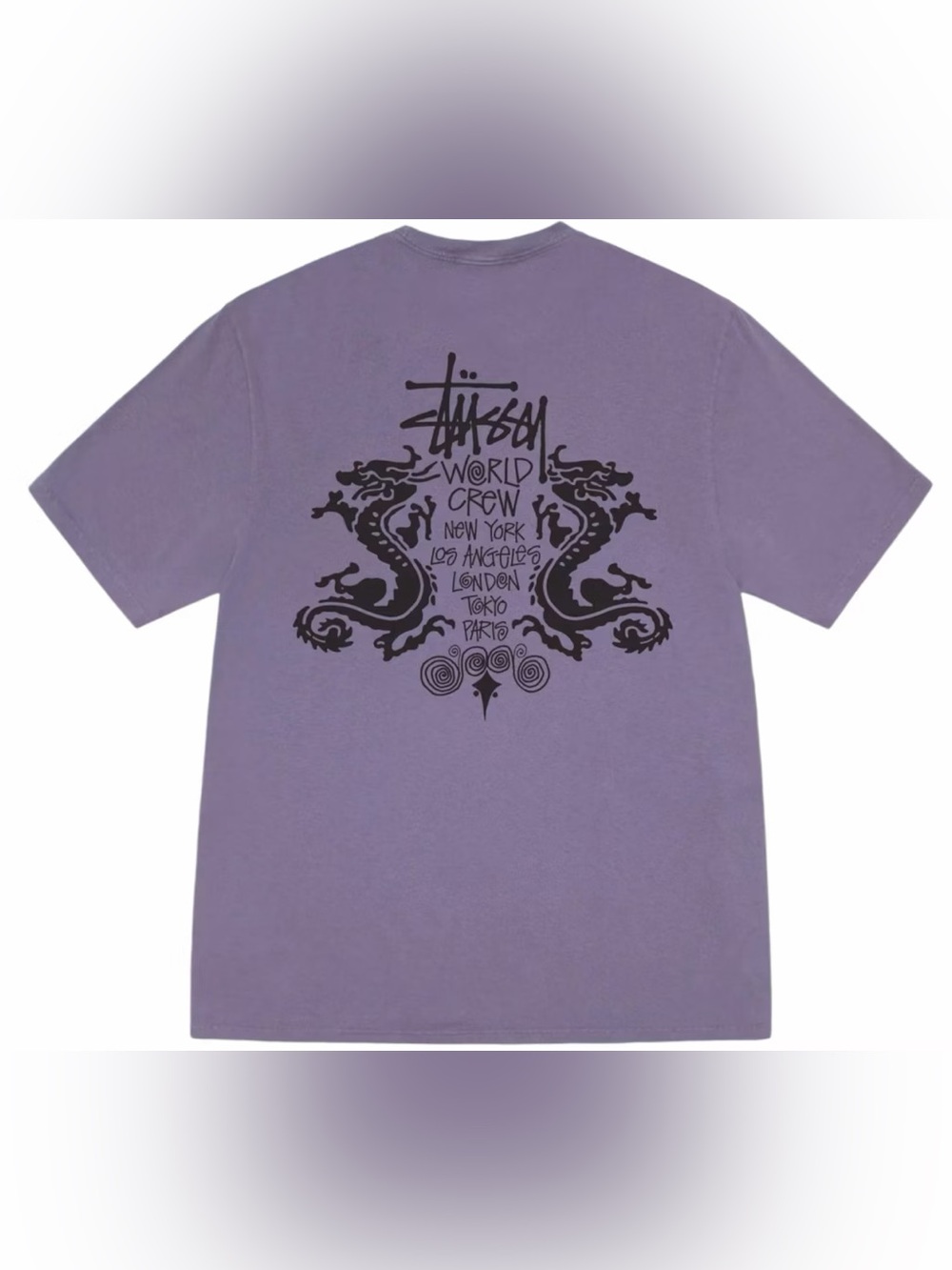 Stüssy Double Dragon Pigment Dyed Grape Tee SS25